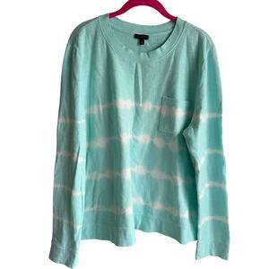 TALBOTS Turquoise Tie-Dye Ladies Sweatshirt with Pocket Detail, XL